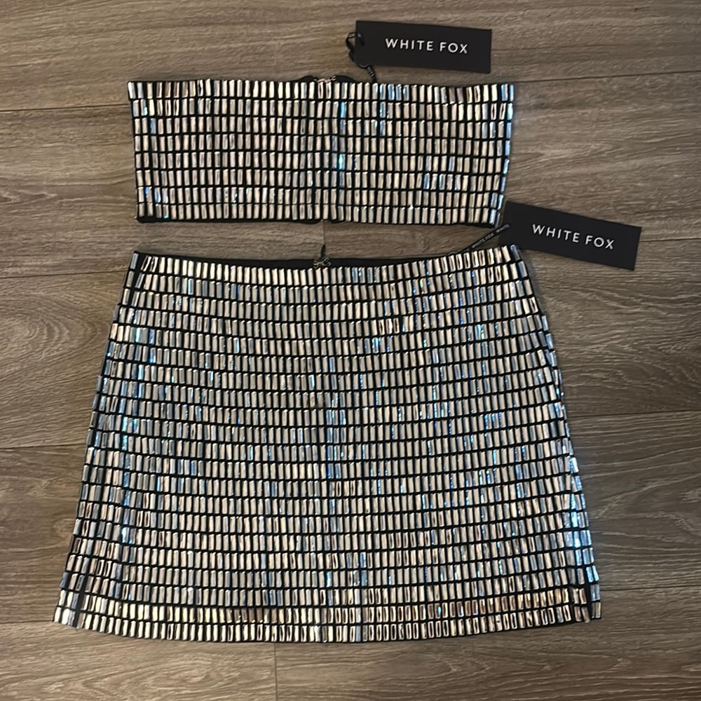 White Fox Jeweled Skirt Set
